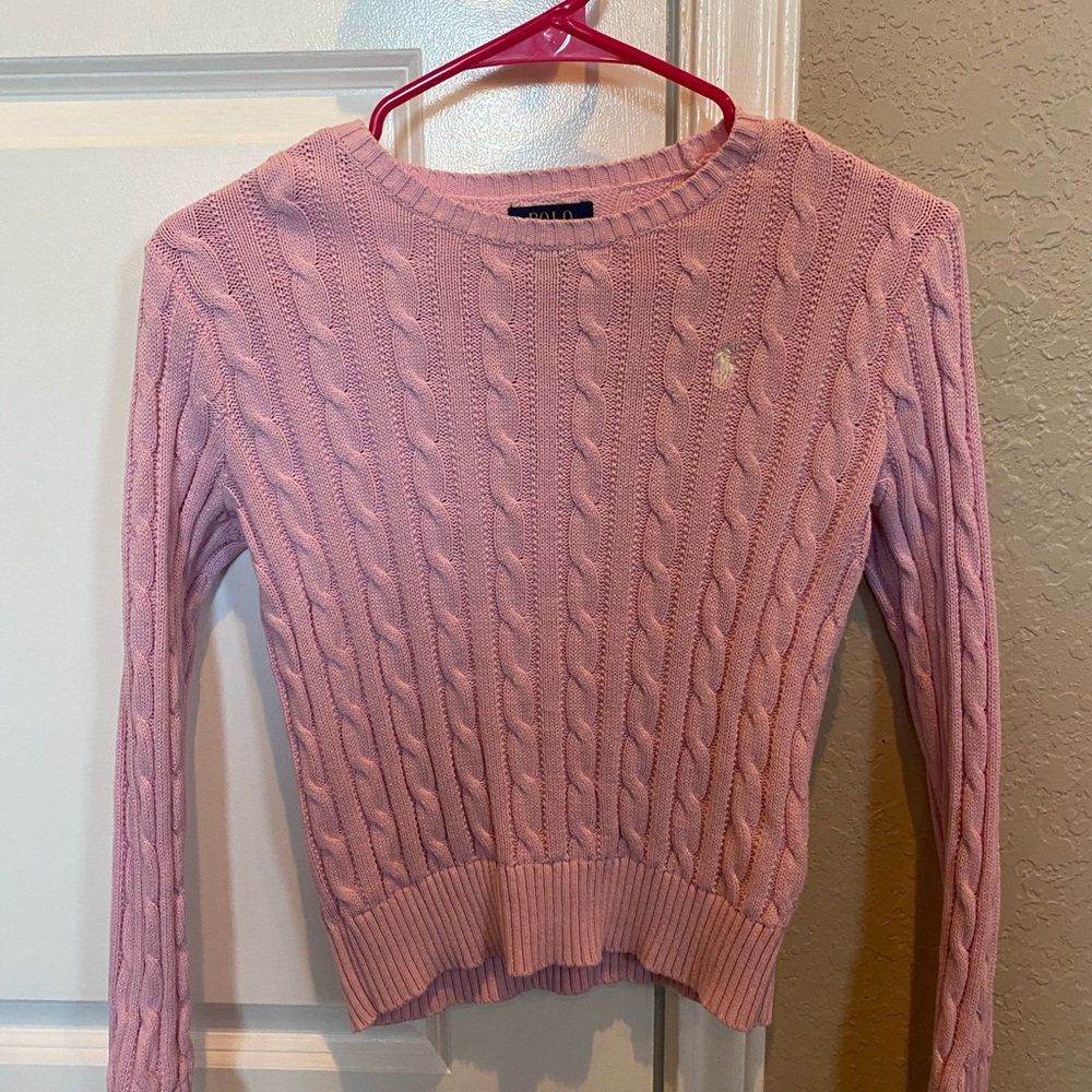 Girls polo cable knit sweater